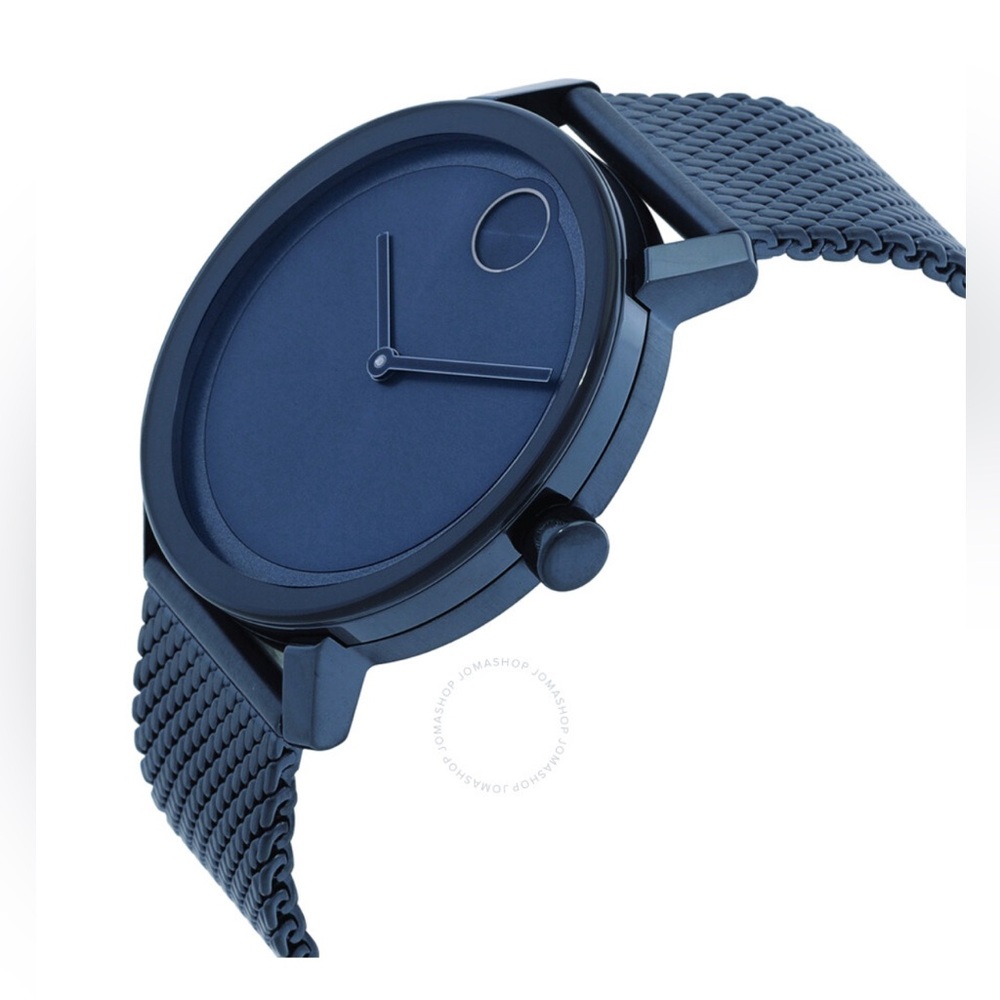 New Movado Bold Men's Navy Blue Stainless Steel Mesh Band Watch 3600793 - Picture 2 of 4